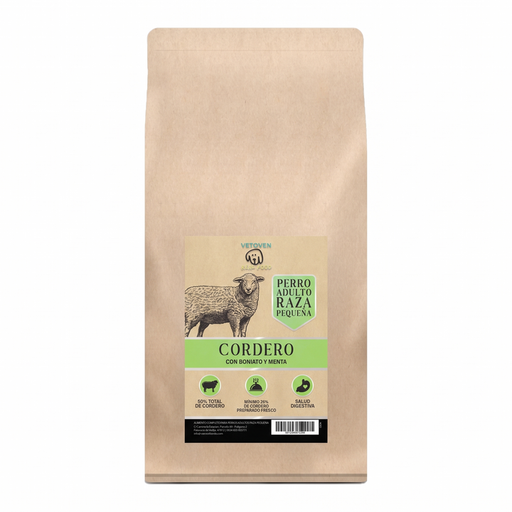 Pienso Vetoven Real Food Cordero con Boniato y Menta para perros adultos de raza pequeña