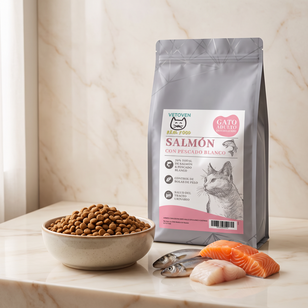 Salmón con pescado blanco – Pienso para gato esterilizado, control de peso y articulaciones – foto principal