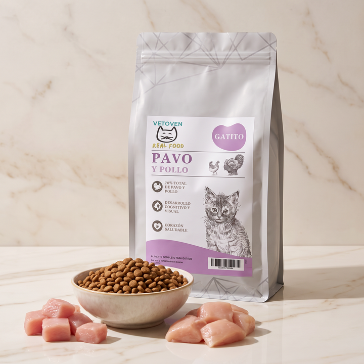 Pavo y pollo – Pienso para gatito, nutrición completa y crecimiento saludable – foto principal