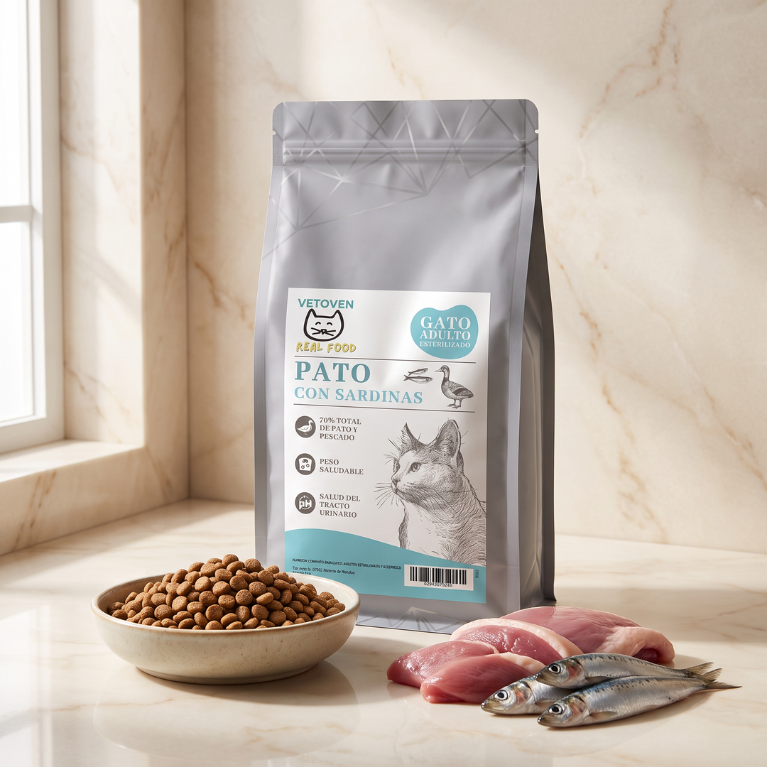 Pato con sardinas – Pienso para gato esterilizado, control de peso – foto principal