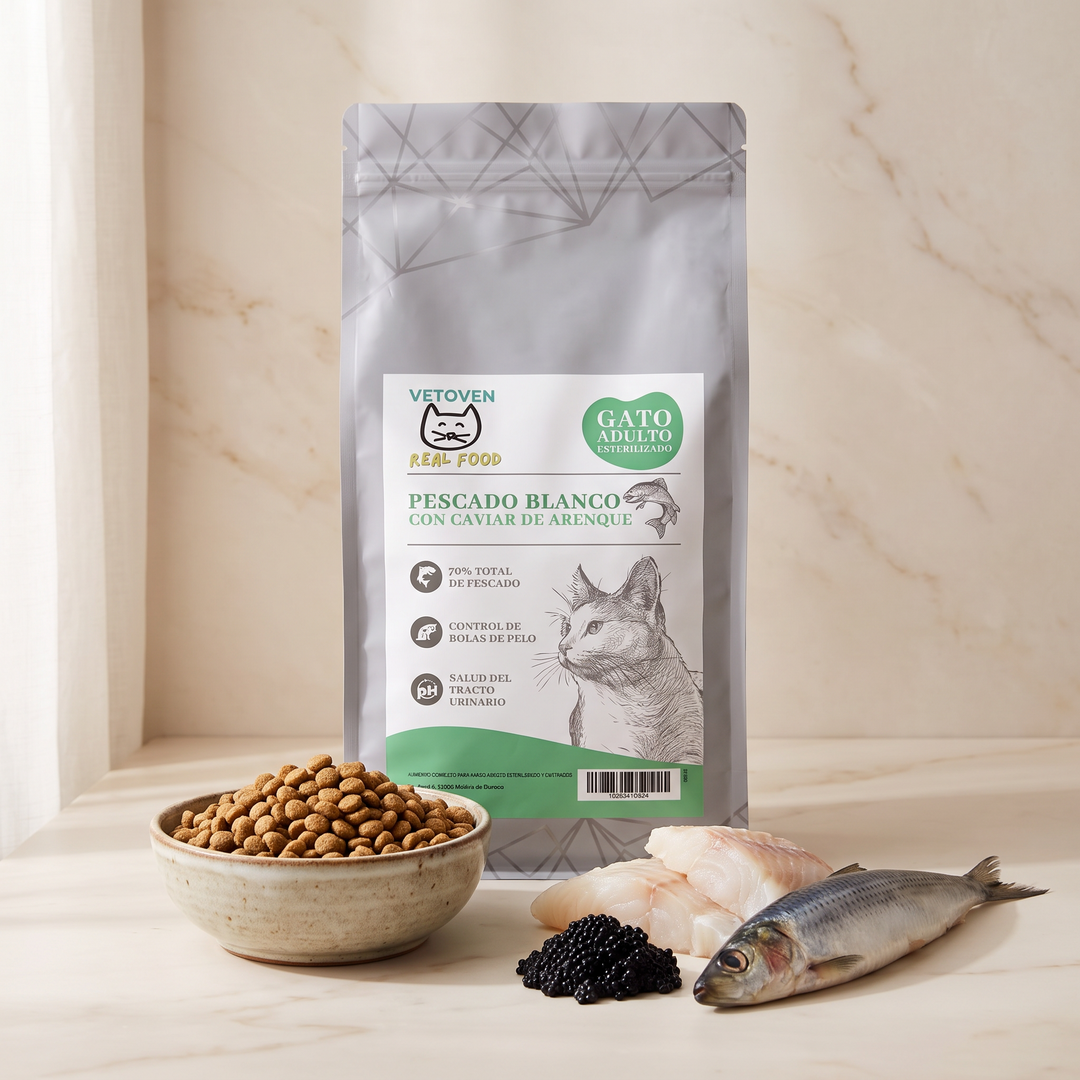 Pescado blanco con caviar de arenque – Pienso para gato esterilizado, bajo contenido en grasa – foto principal