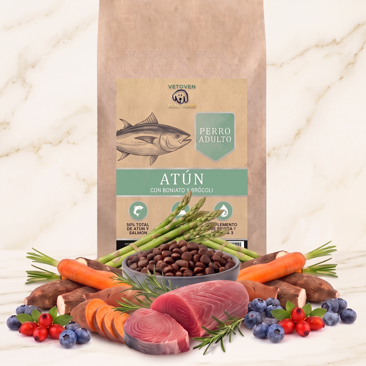 Atún, Boniato y Brócoli – Pienso Natural Rico en Omega 3 – foto principal