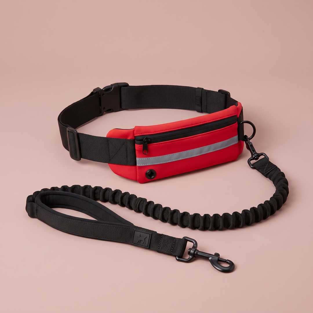 Correa para perro Manos Libres Vetoven – rojo, vista tres cuartos