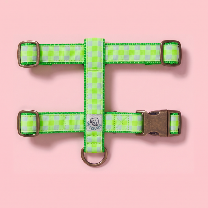 Arnés para perro Vichy Neon Green – nylon verde