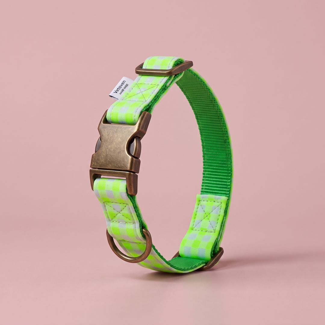 Collar para Perros Vichy Neón Green – cerrado