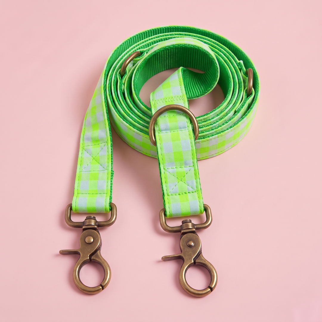 Correa Multiposición para Perros Vichy Neón Green (1,90 m) – nylon verde