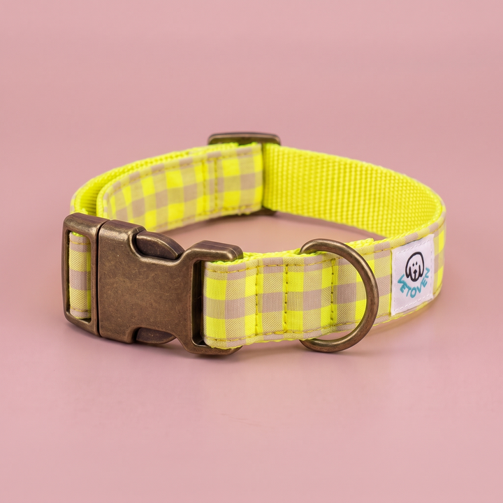 Collar para Perros Vichy Neón Lemon Drop – nylon amarillo