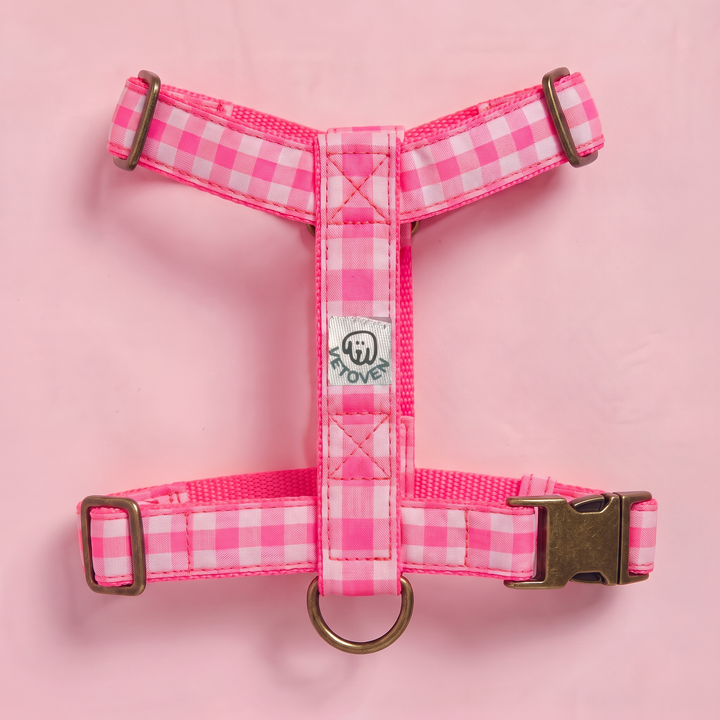 Arnés para Perros Vichy Neón Pink – vista plana 2