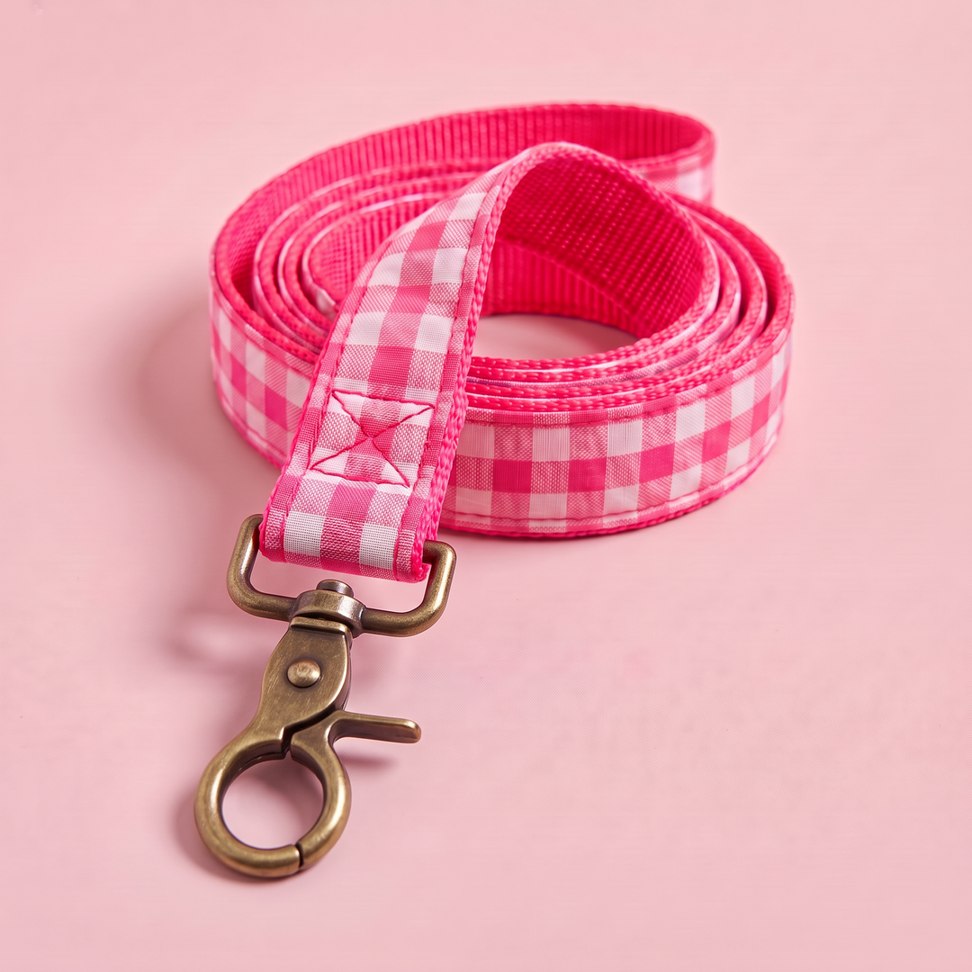 Correa para Perros Vichy Neón Pink Peony (150 cm) – detalle del mosquetón