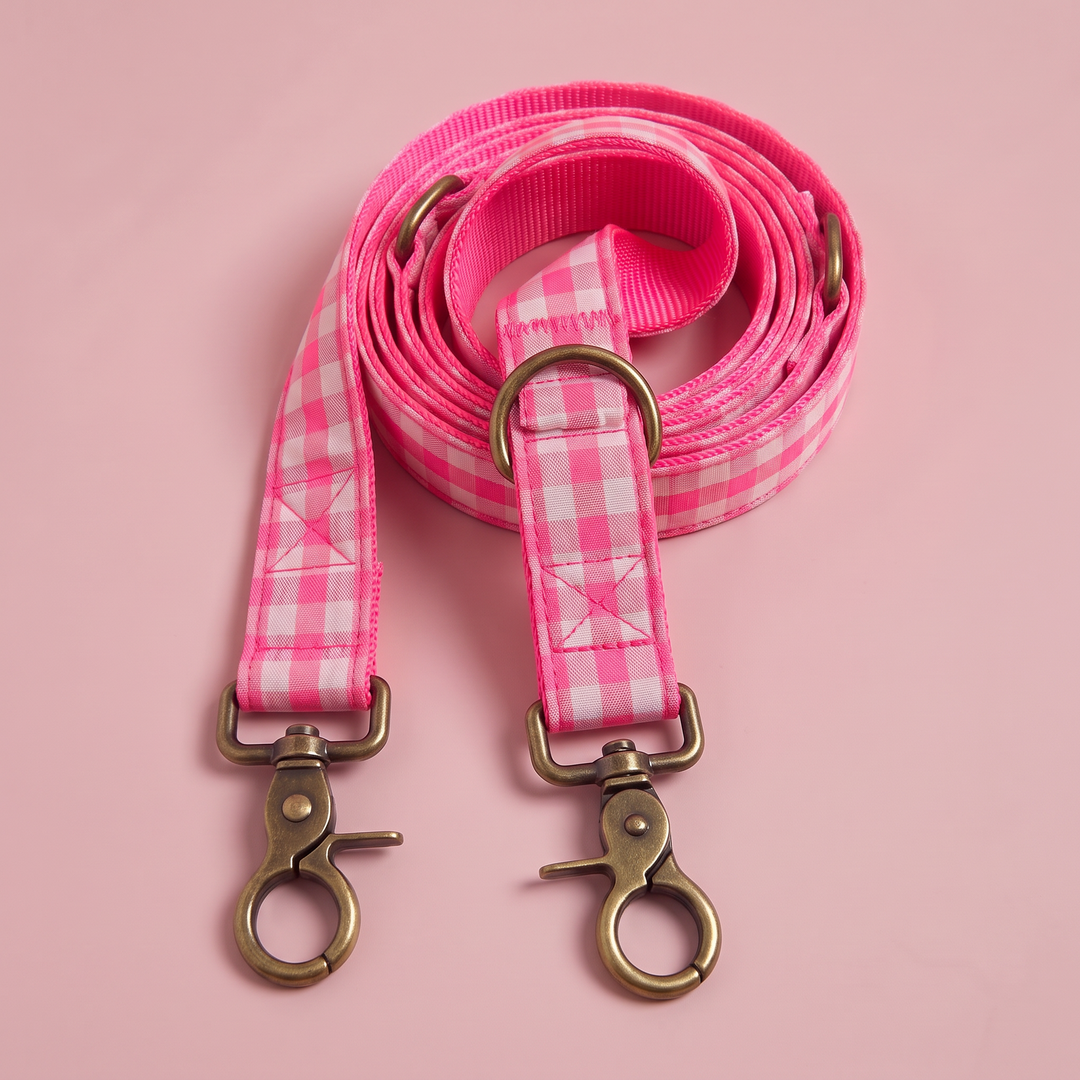 Correa Multiposición para Perros Vichy Neón Pink (1,90 m)