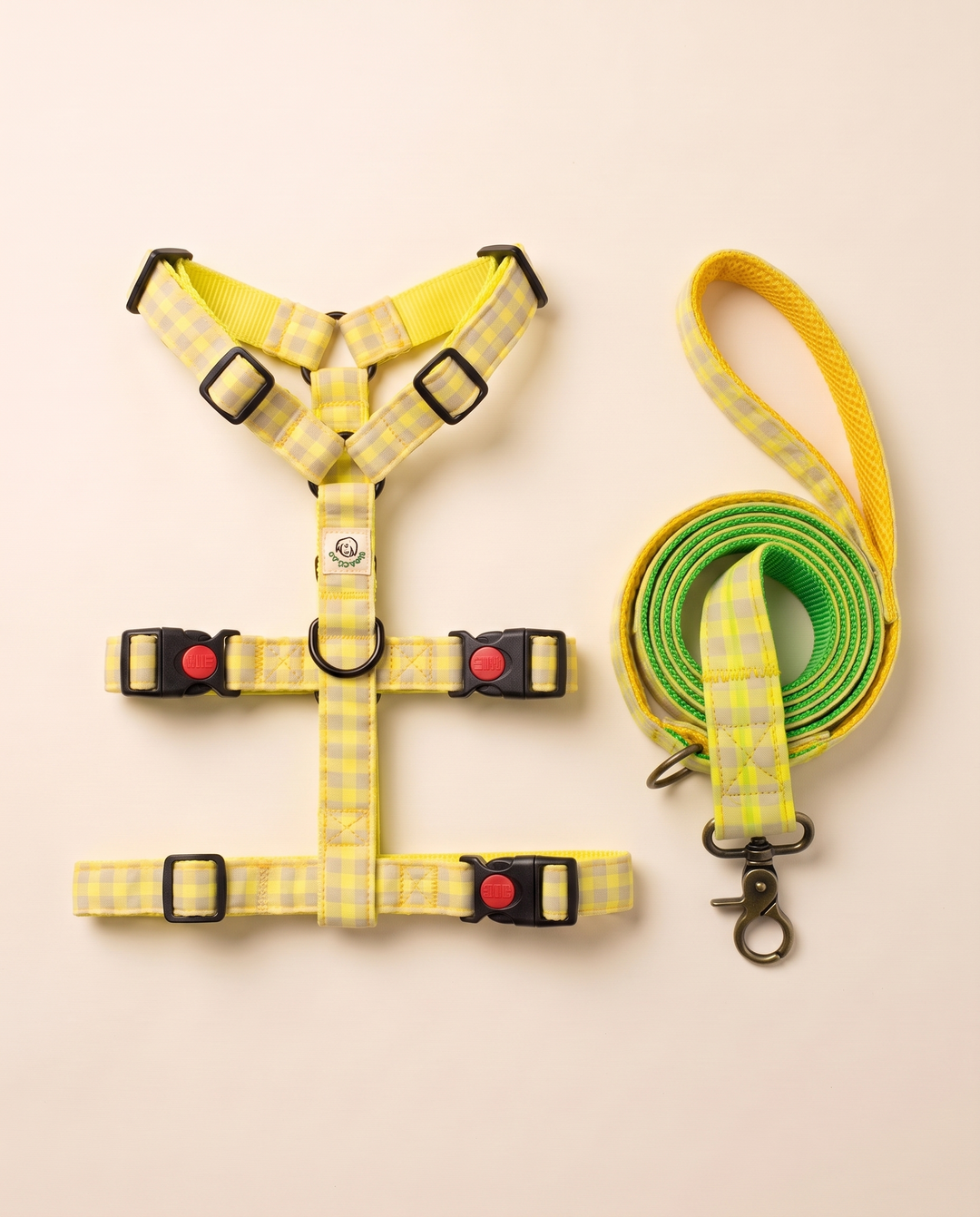 Set de Paseo Galgo Vichy Neón Lemon