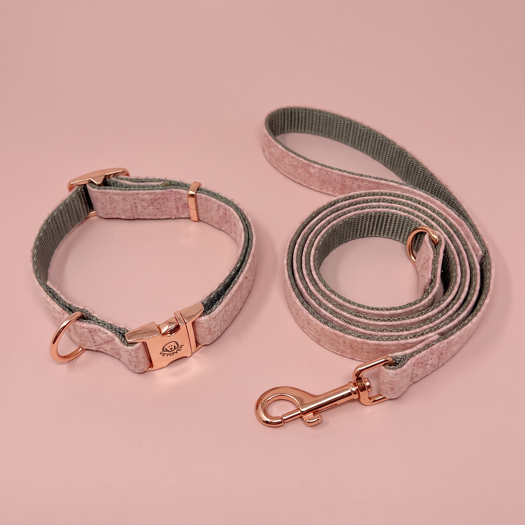 Set Paseo Collar + Correa Rosa de Brezo – Colección Naturaleza