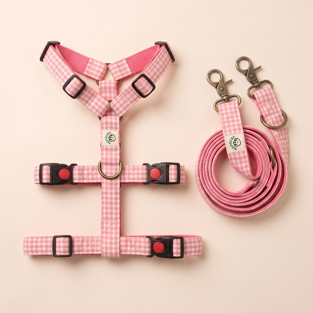 Set Paseo Galgo "Manos Libres" Vichy Rose