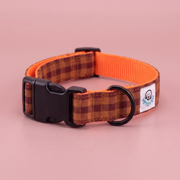 Collar Regulable Vichy Teja para Perro