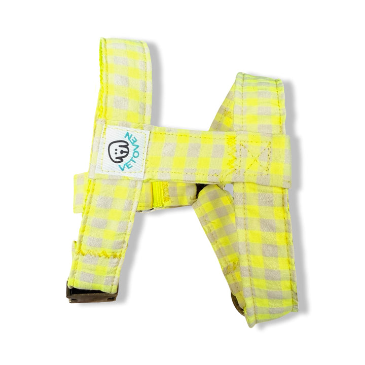 Arnés para Perros Vichy Neón Lemon Drop 🍋  – Diseño en H, Hecho a Mano y Diseñado por Veterinarios