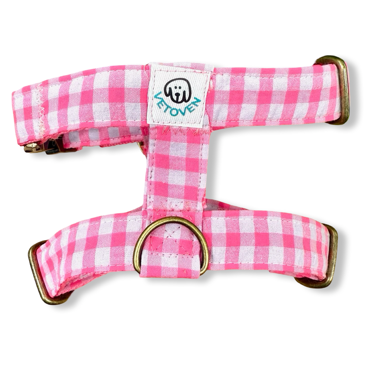 💖 Arnés para Perros Vichy Neón Pink – Diseño en H, Hecho a Mano y Diseñado por Veterinarios