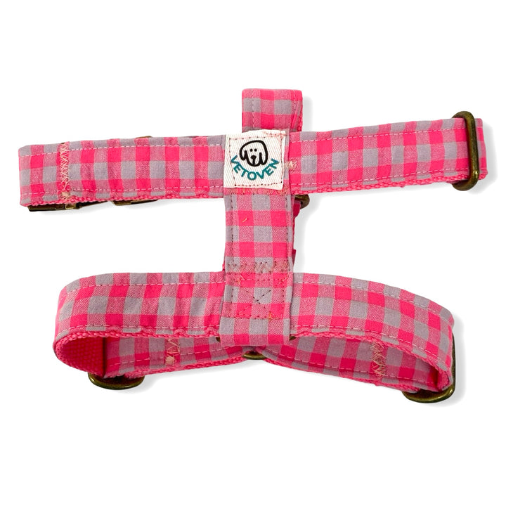 💖 Arnés para Perros Vichy Neón Pink – Diseño en H, Hecho a Mano y Diseñado por Veterinarios