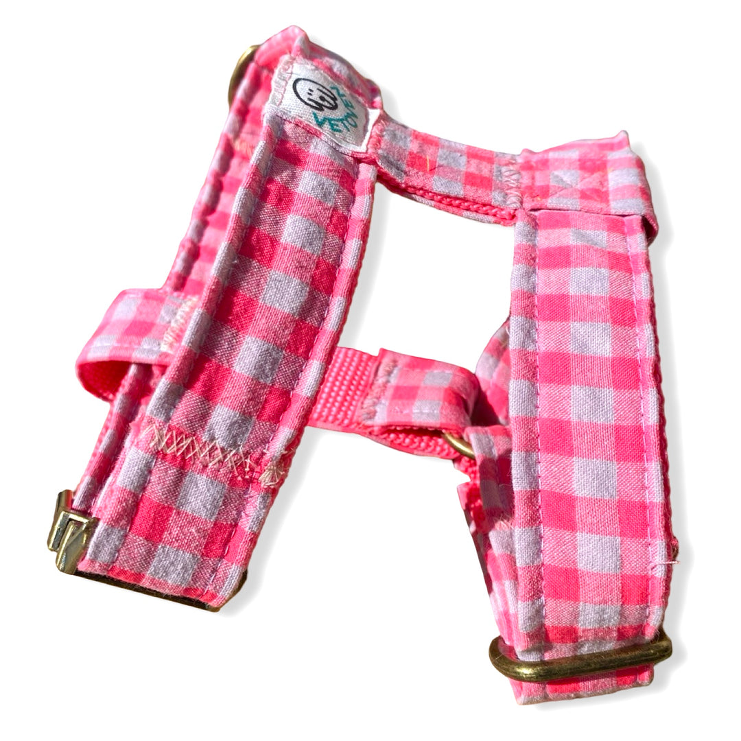 💖 Arnés para Perros Vichy Neón Pink – Diseño en H, Hecho a Mano y Diseñado por Veterinarios