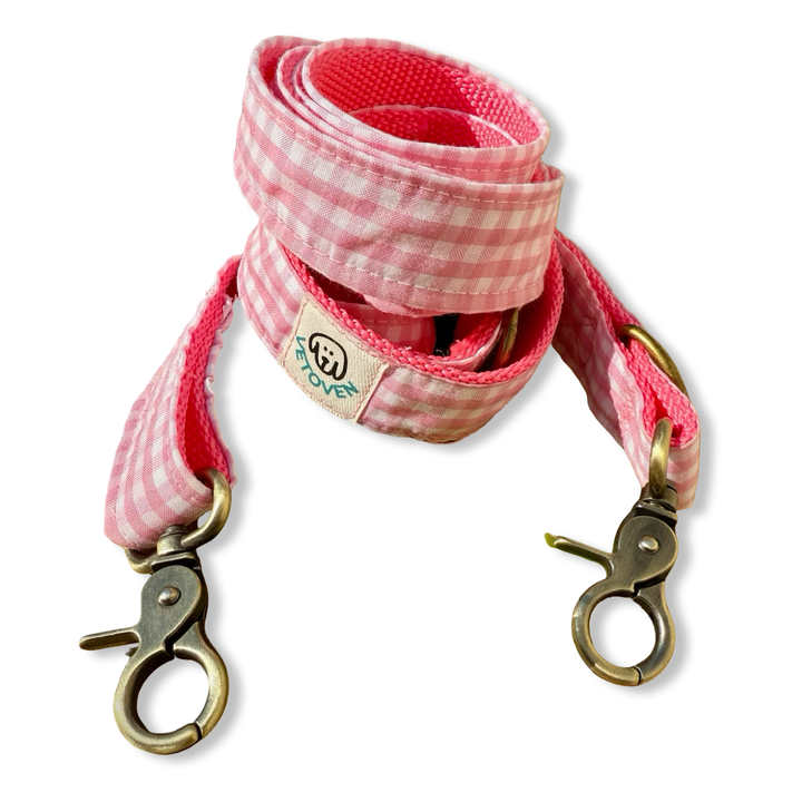 Correa Multiposición para Perros Vichy Rose 🌸 (2 m) – Manos Libres, Hecha a Mano y Diseñada por Veterinarios
