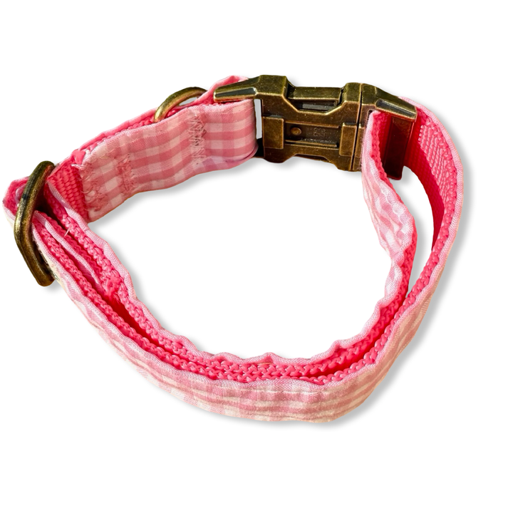 Collar para Perros Vichy Rose 🌸  – Hecho a Mano y Diseñado por Veterinarios