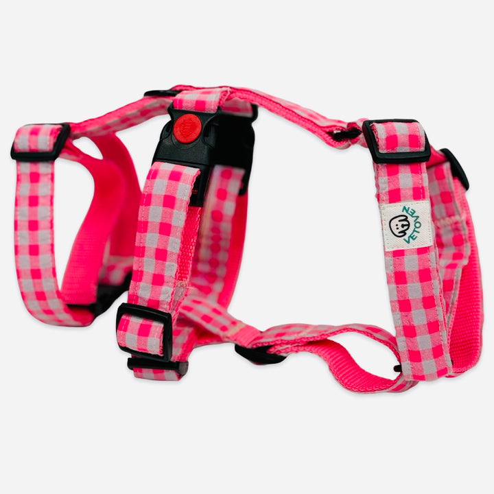 Arnés Galgo Antiescape 3 Puntos Vichy Neón Pink - Vetoven
