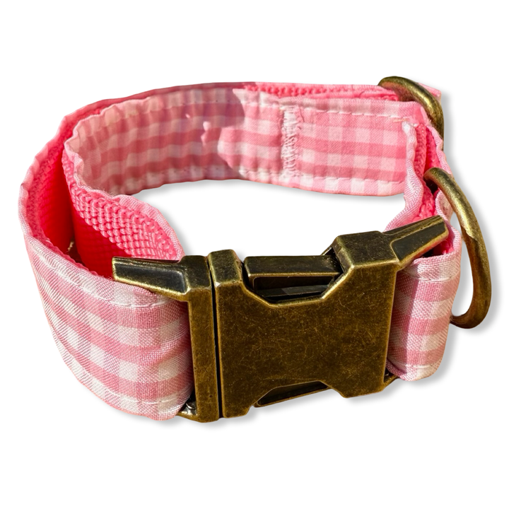 Collar para Perros Vichy Rose 🌸  – Hecho a Mano y Diseñado por Veterinarios