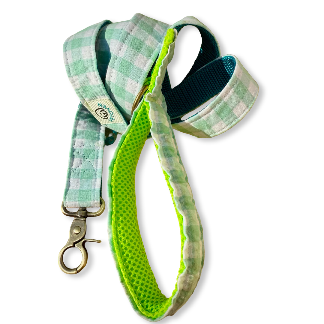 Correa para perro Vichy Mar 🌊 (150 cm) – Hecha a mano y diseñada por veterinarios