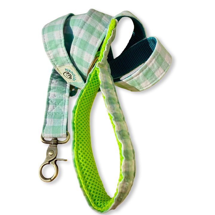 Correa para perro Vichy Mar 🌊 (150 cm) – Hecha a mano y diseñada por veterinarios