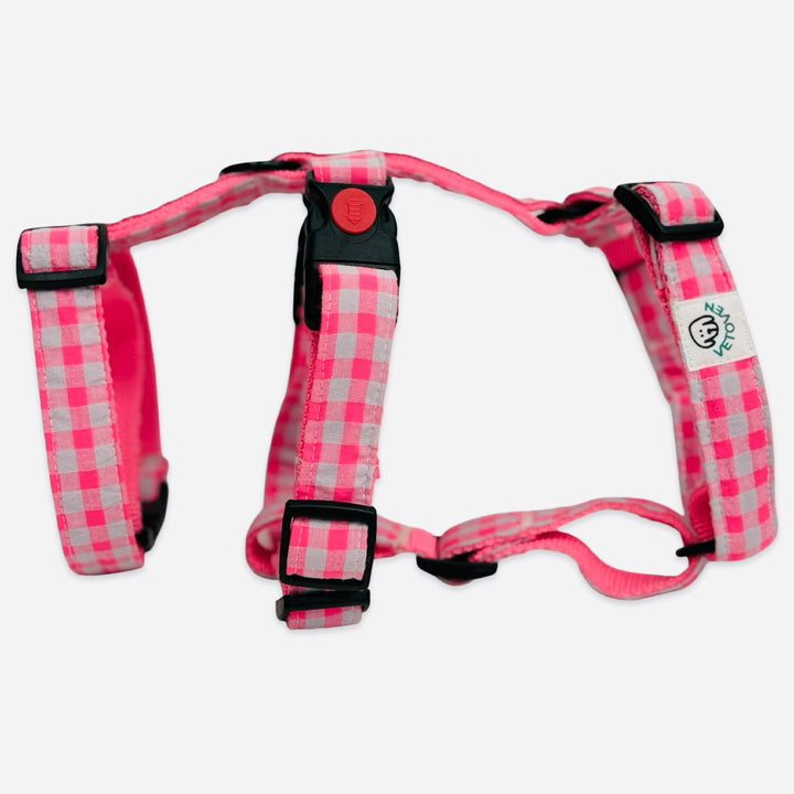Arnés Galgo Antiescape 3 Puntos Vichy Neón Pink - Vetoven