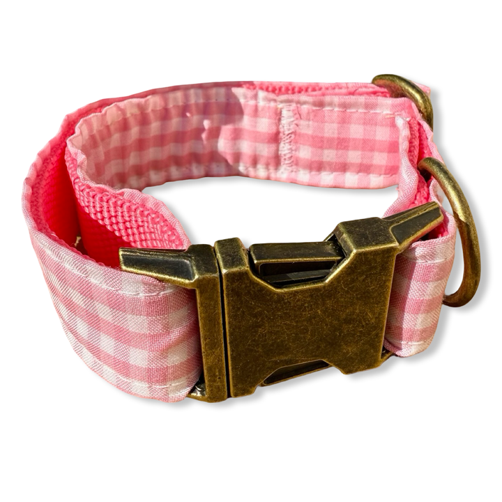 Collar para Perros Vichy Rose 🌸  – Hecho a Mano y Diseñado por Veterinarios