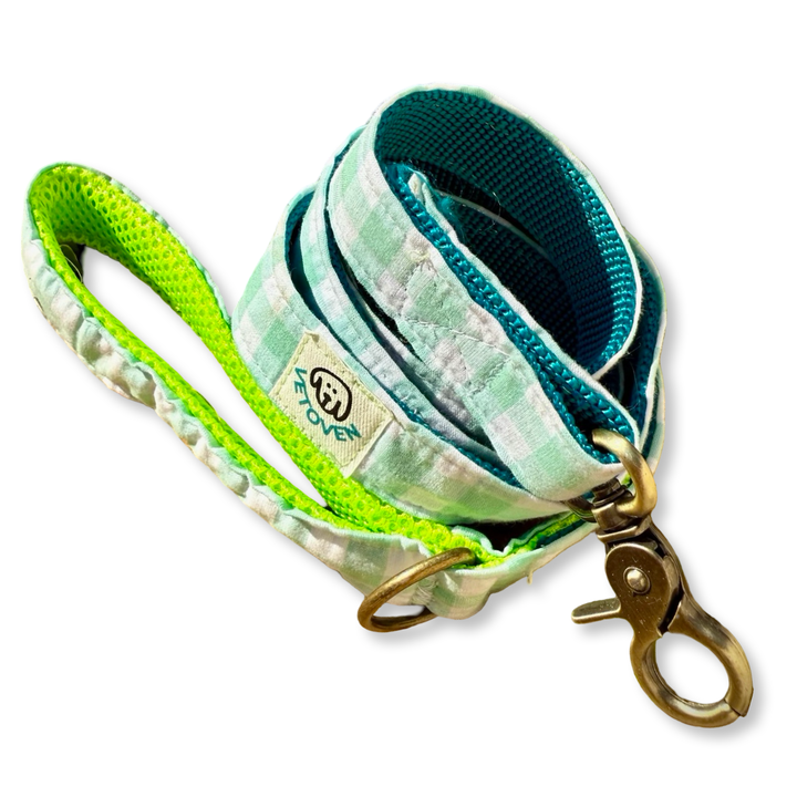 Correa para perro Vichy Mar 🌊 (150 cm) – Hecha a mano y diseñada por veterinarios