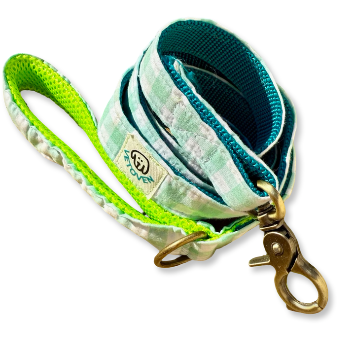 Correa para perro Vichy Mar 🌊 (150 cm) – Hecha a mano y diseñada por veterinarios