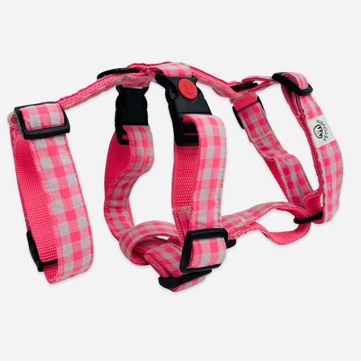 Arnés Galgo Antiescape 3 Puntos Vichy Neón Pink - Vetoven