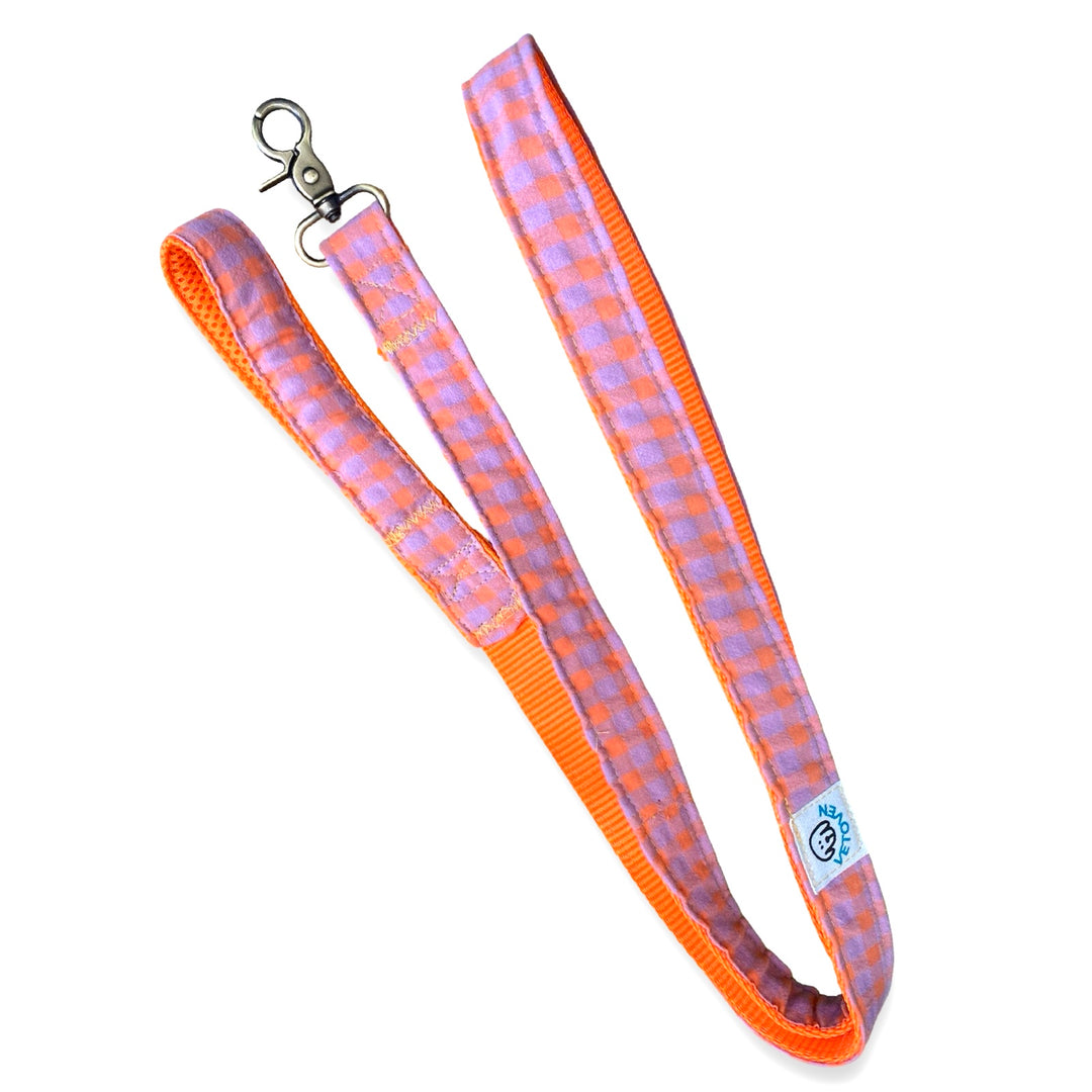 Correa para Perros Vichy Neón Sunset 🌅  (150 cm) – Hecha a Mano y Diseñada por Veterinarios