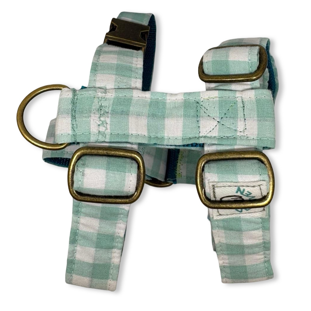 Arnés para perro Vichy Mar 🌊- Diseño en H, hecho a mano y diseñado por veterinarios