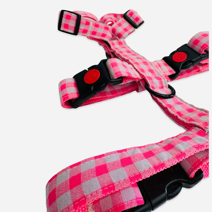 Arnés Galgo Antiescape 3 Puntos Vichy Neón Pink - Vetoven