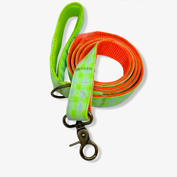 Correa para Perros Vichy Neón Green 💚(150 cm) – Hecha a Mano y Diseñada por Veterinarios