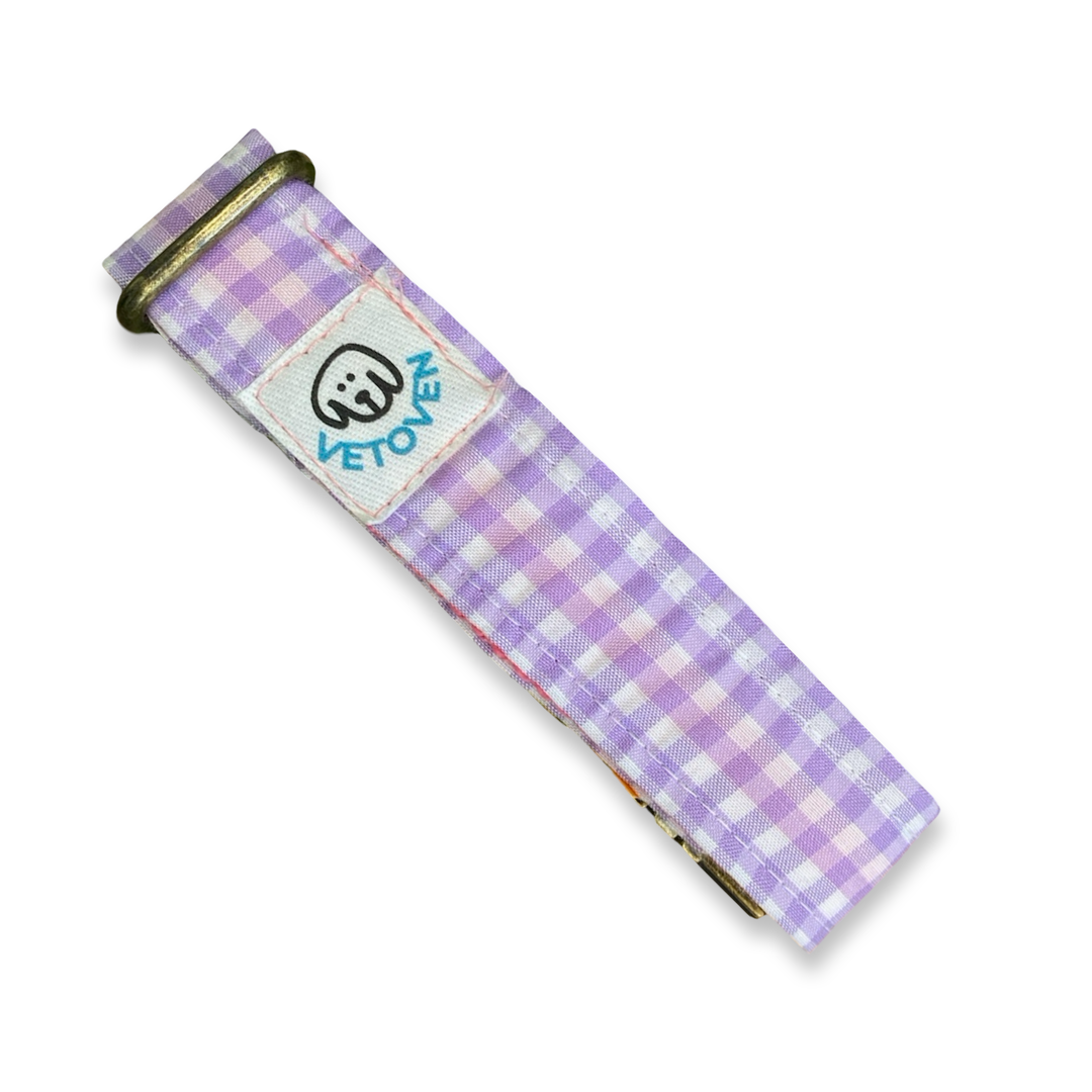 💜 Collar para Perros Vichy Pastel Blossom – Hecho a Mano y Diseñado por Veterinarios