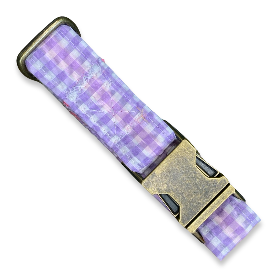 💜 Collar para Perros Vichy Pastel Blossom – Hecho a Mano y Diseñado por Veterinarios