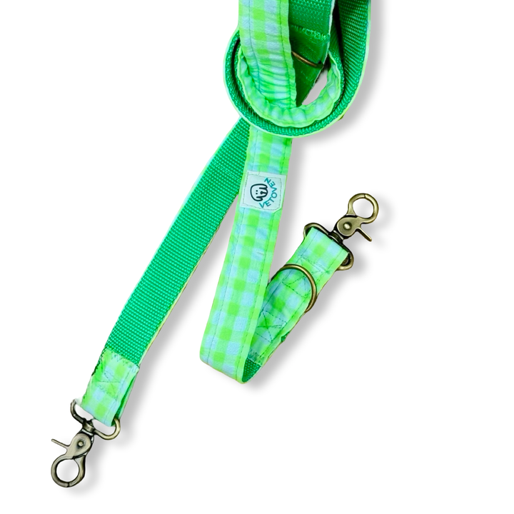 Correa Multiposición para Perros Vichy Neón Green 💚(2 m) – Manos Libres, Artesanal y Diseñada por Veterinarios