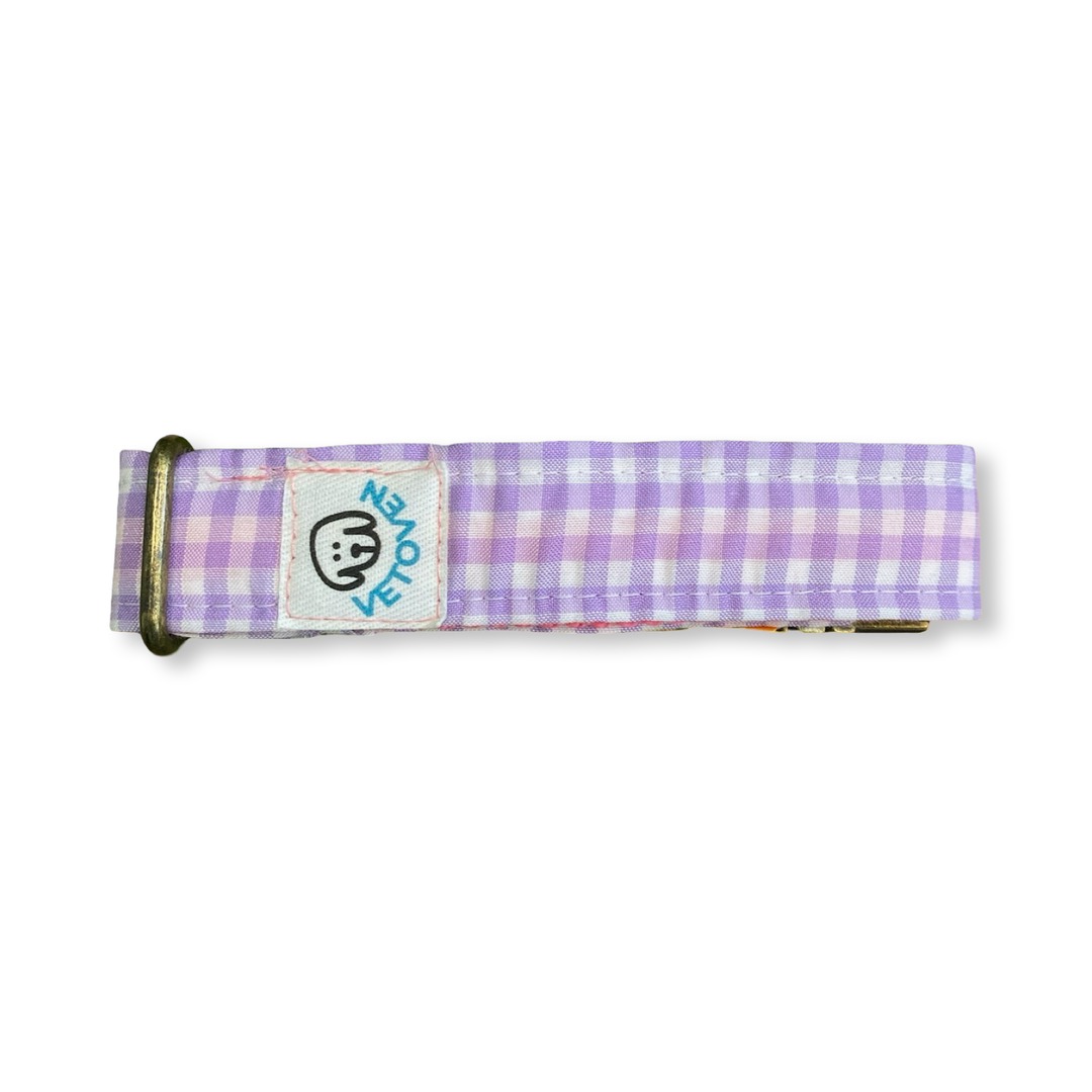 💜 Collar para Perros Vichy Pastel Blossom – Hecho a Mano y Diseñado por Veterinarios