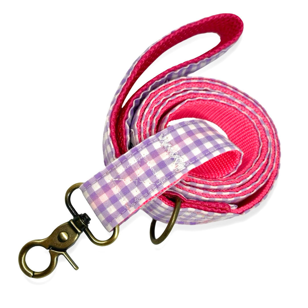 💜 Correa para Perros Vichy Pastel Blossom (150 cm) – Hecha a Mano y Diseñada por Veterinarios