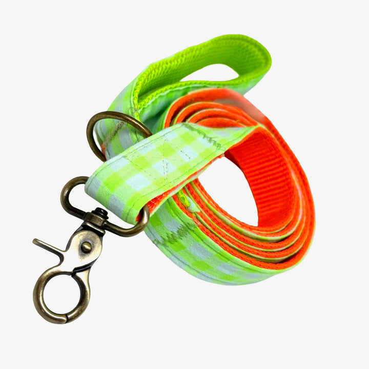 Correa para Perros Vichy Neón Green 💚(150 cm) – Hecha a Mano y Diseñada por Veterinarios