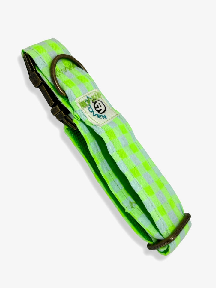 Collar para Perros Vichy Neón Green 💚 – Hecho a Mano y Diseñado por Veterinarios