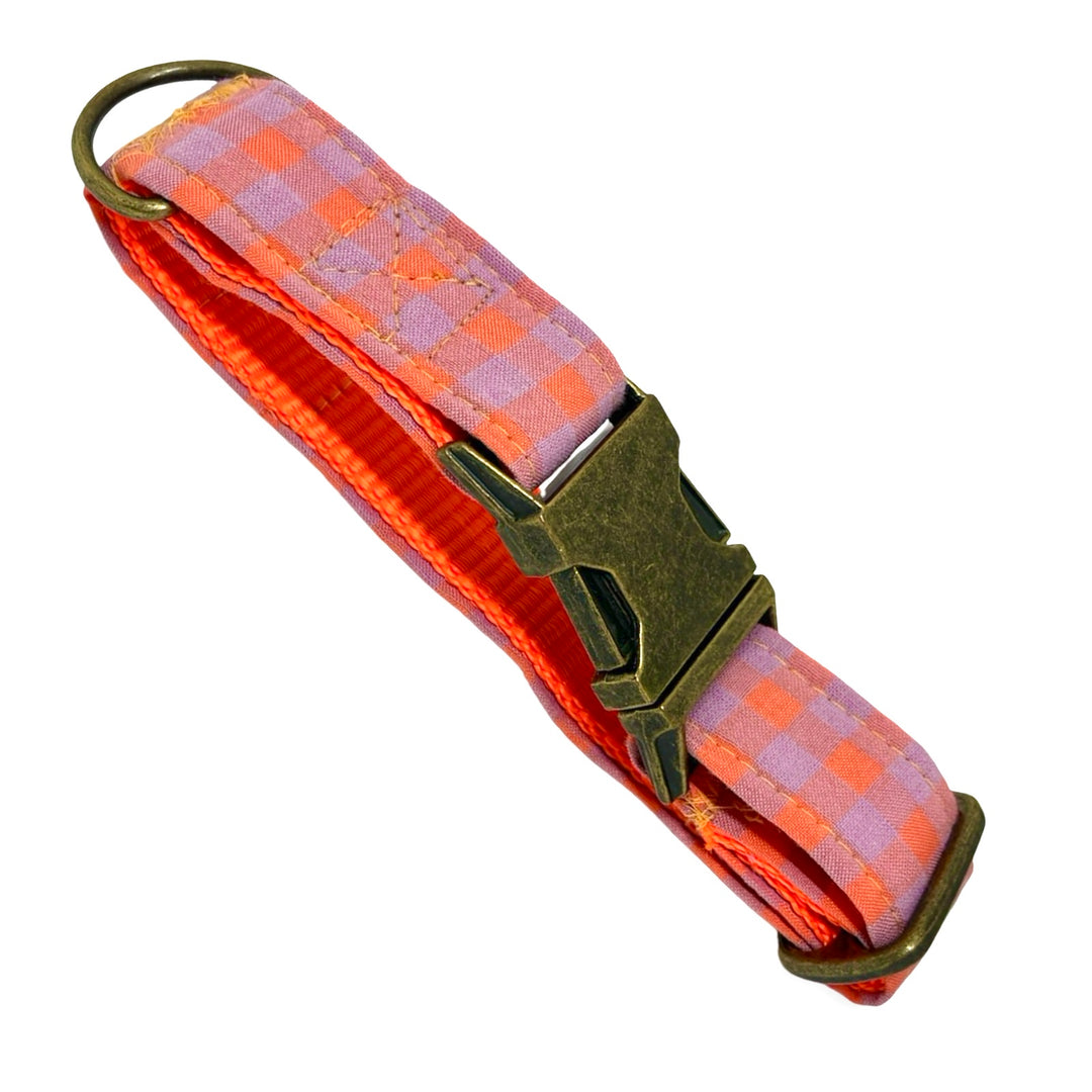 Collar para Perros Vichy Neón Sunset 🌅 – Hecho a Mano y Diseñado por Veterinarios