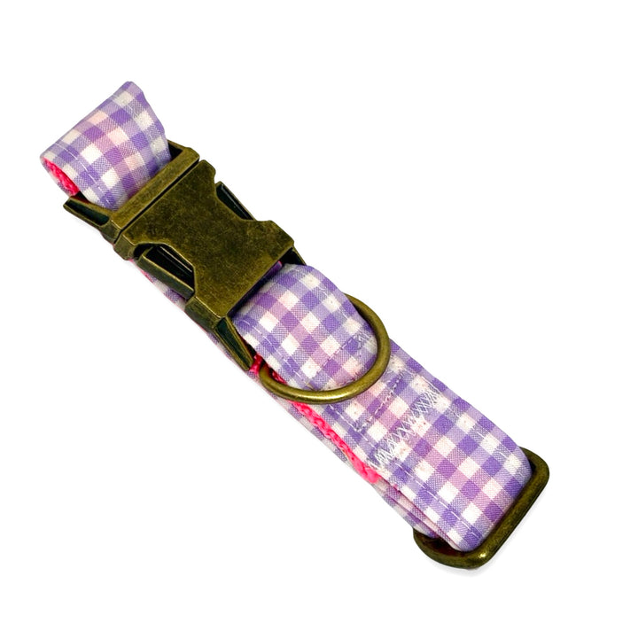 💜 Collar para Perros Vichy Pastel Blossom – Hecho a Mano y Diseñado por Veterinarios