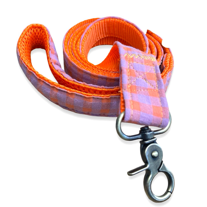 Correa para Perros Vichy Neón Sunset 🌅  (150 cm) – Hecha a Mano y Diseñada por Veterinarios