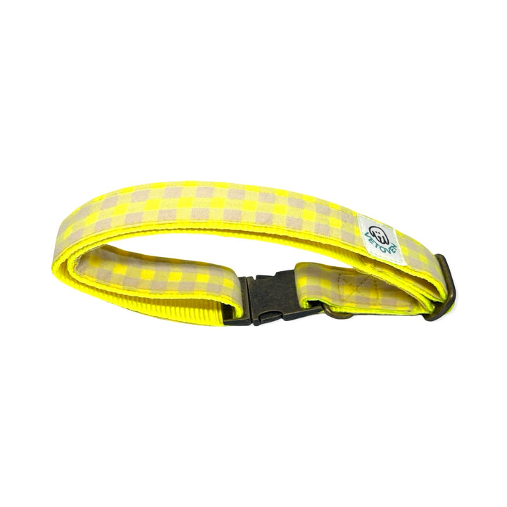 🍋 Collar para Perros Vichy Neón Lemon Drop – Hecho a Mano y Diseñado por Veterinarios