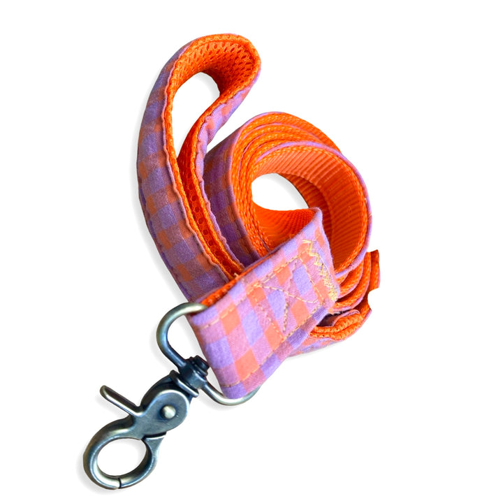 Correa para Perros Vichy Neón Sunset 🌅  (150 cm) – Hecha a Mano y Diseñada por Veterinarios
