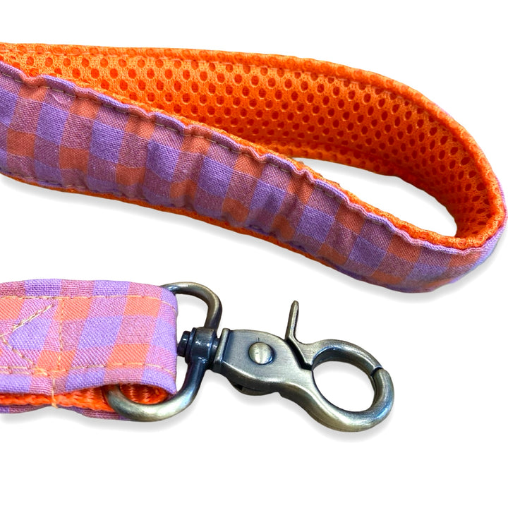 Correa para Perros Vichy Neón Sunset 🌅  (150 cm) – Hecha a Mano y Diseñada por Veterinarios